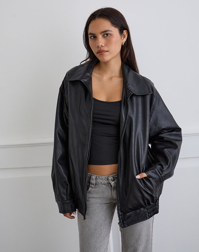 ジャケット・アウター 7HILL Oil Wax Black PU Leather Jacket Black Pu Leather Jacket | Cavita – motelrocks-com-us
