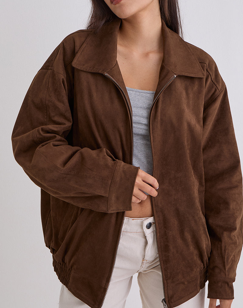 Brown Faux Suede Jacket | Cavita – motelrocks-com-us