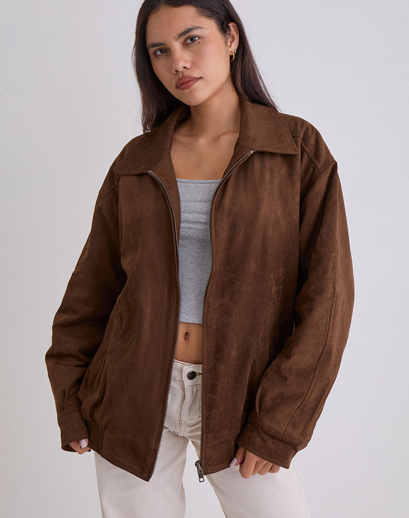 Brown Faux Suede Jacket | Cavita – motelrocks-com-us