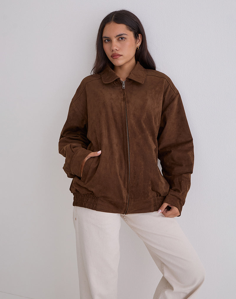 Brown Faux Suede Jacket | Cavita – motelrocks-com-us