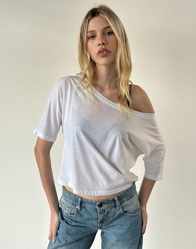 White Basic Jersey Off Shoulder Top | Daman – motelrocks-com-us