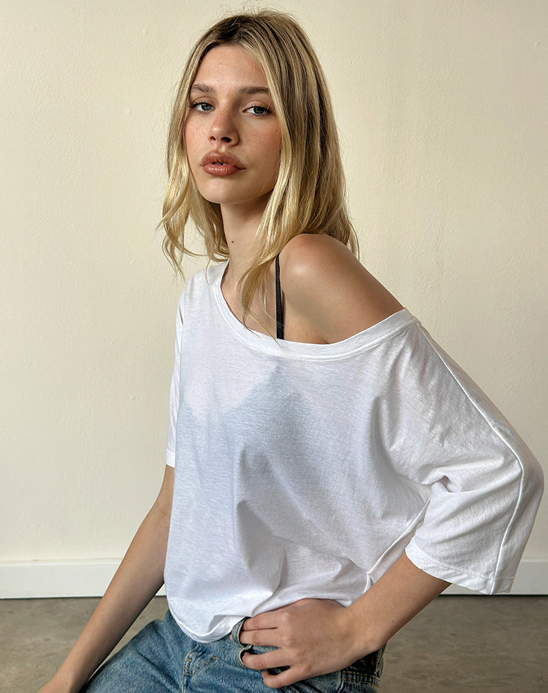 White Basic Jersey Off Shoulder Top | Daman – motelrocks-com-us