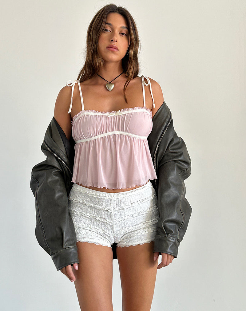 Pink with Ivory Binding Cami Top | Damaris – motelrocks-com-us