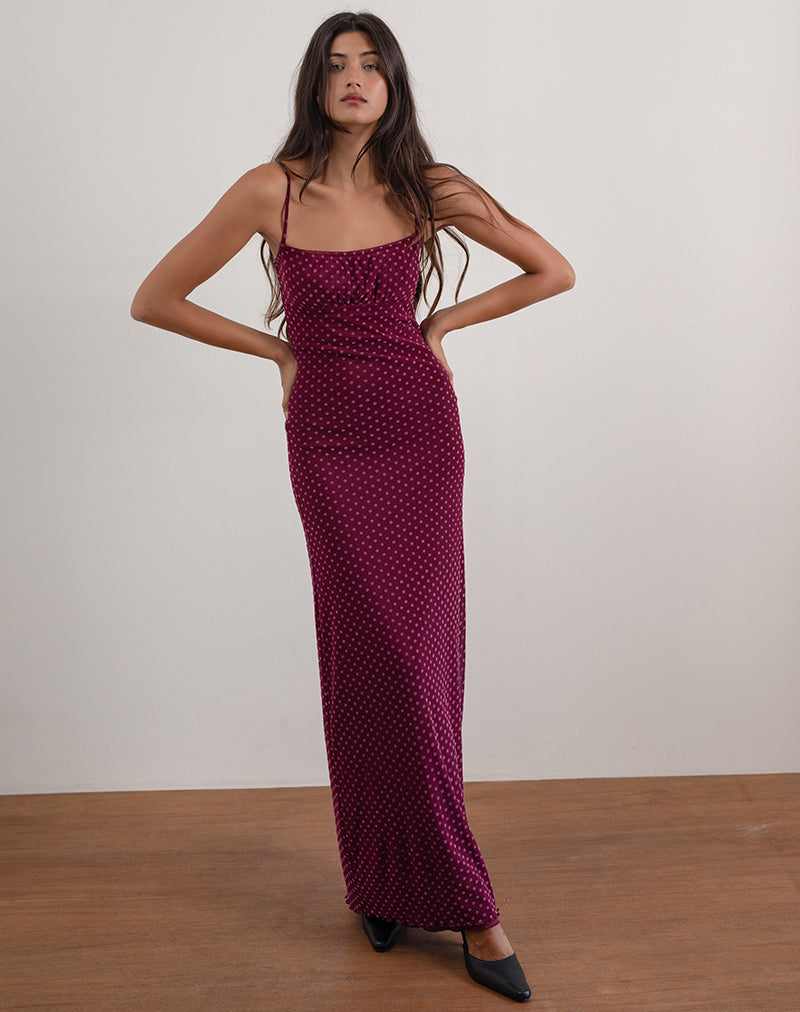 Darsih Maxi Dress in Basic Polka Flock Berry Darsih Maxi Dress in Basic Polka Flock Berry