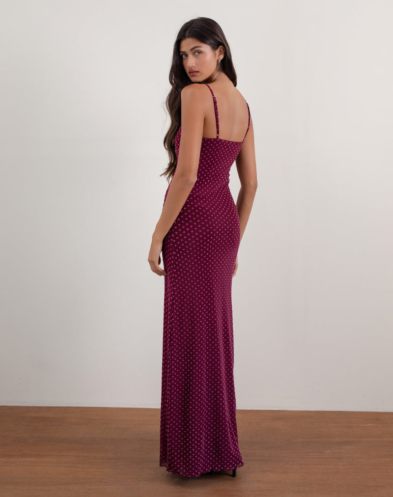 Berry Red Polka Flock Cami Maxi Dress | Darsih motelrocks-com-us Berry Red Polka Flock Cami Maxi Dress | Darsih motelrocks-com-us