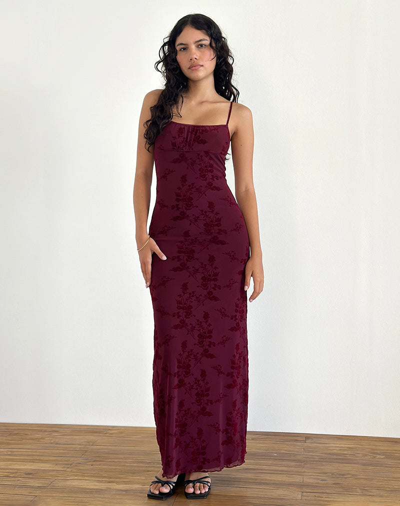 Maroon Flower Botanical Dress | Darish – motelrocks-com-us