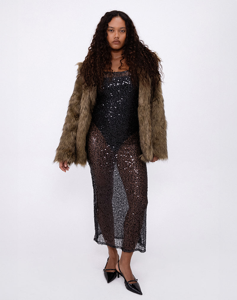 Women's Darsih Maxi Dress in Sequin Mesh Black, XS Black Women's Darsih Maxi Dress in Sequin Mesh Black, XS Black