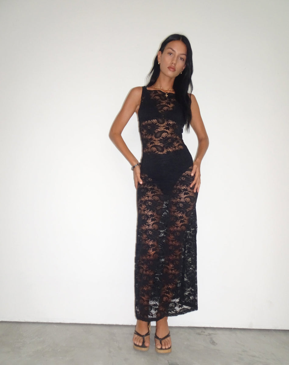 Jet Black Tie Back Lace Maxi Dress | Daudy motelrocks-com-us Jet Black Tie Back Lace Maxi Dress | Daudy motelrocks-com-us