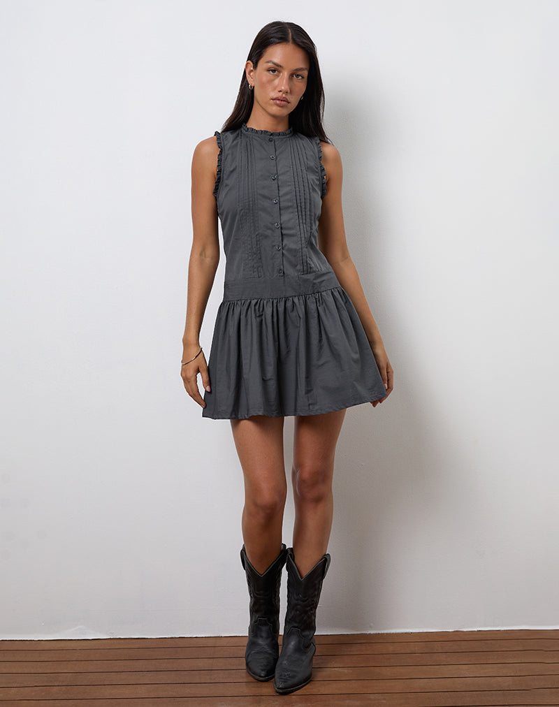 charcoal grey mini dress Women's Charcoal Double Layer Slinky Open Back Mini Dress