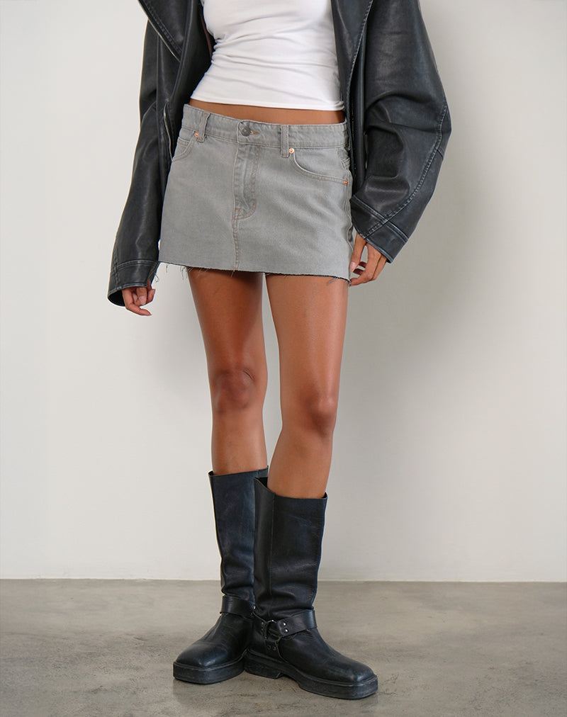 Grey Bleach Raw Hem Denim Mini Skirt – motelrocks-com-us