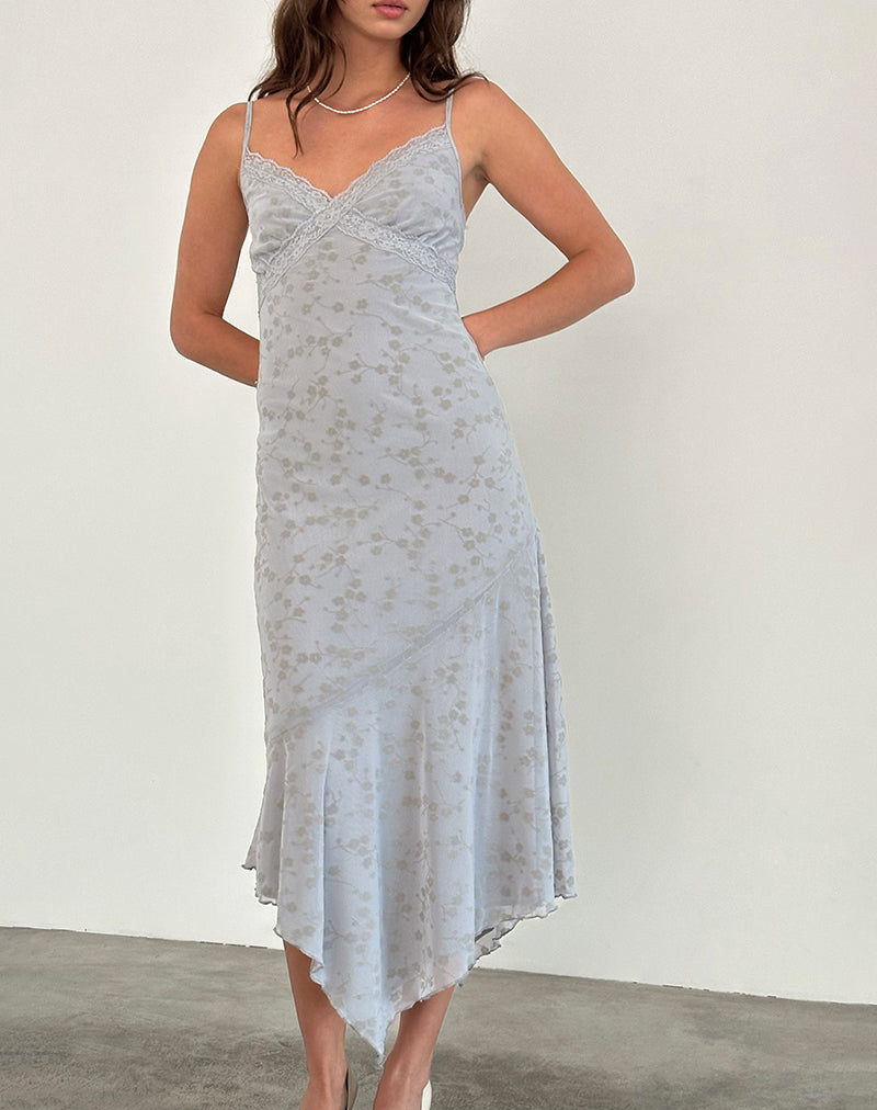 Devon Midi Dress in Flock Chic Petals Grey – motelrocks-com-us