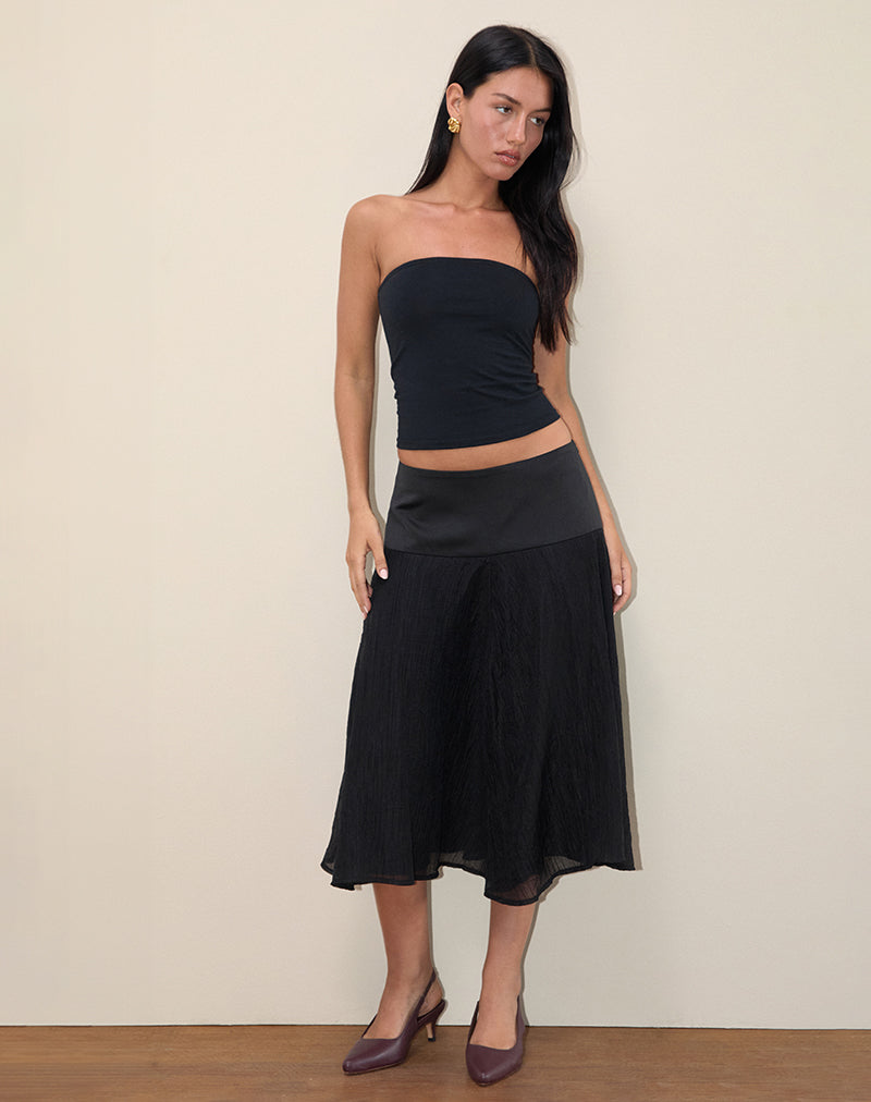 Black Satin Chiffon Midi Skirt | Diera motelrocks-com-us Black Satin Chiffon Midi Skirt | Diera motelrocks-com-us