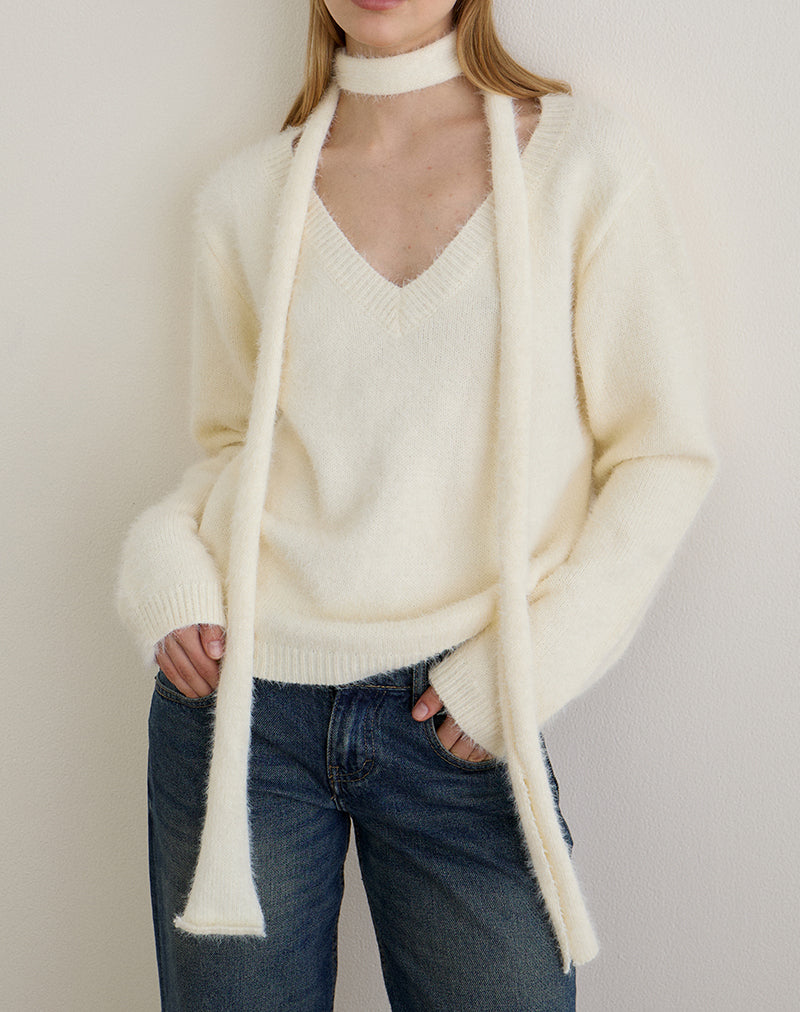 Off White Fluffy Knit Jumper