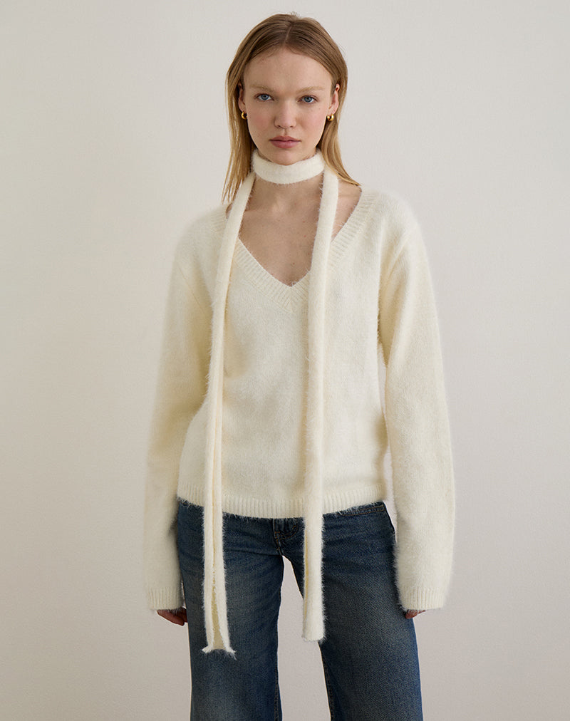 Off White Fluffy Knit Jumper