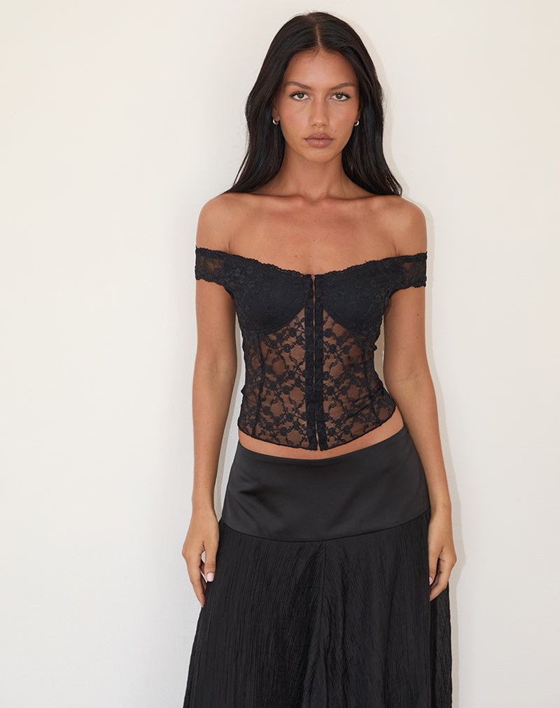 Black Rose Lace Off the Shoulder Corset Top | Dovica – motelrocks