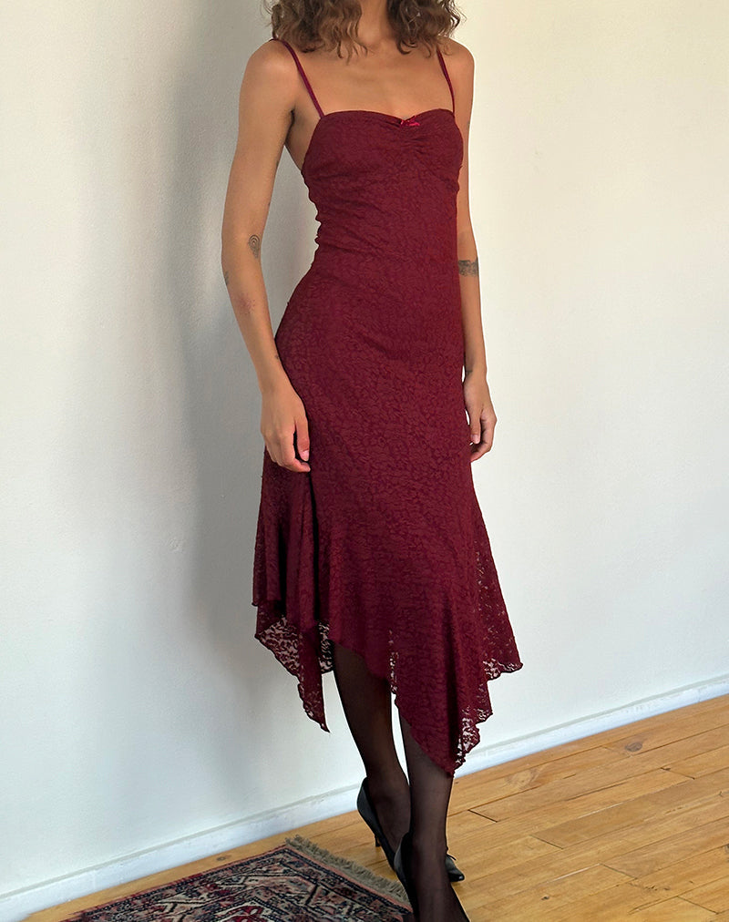 Burgundy Lace Midi Dress Drusilla – motelrocks-com-us