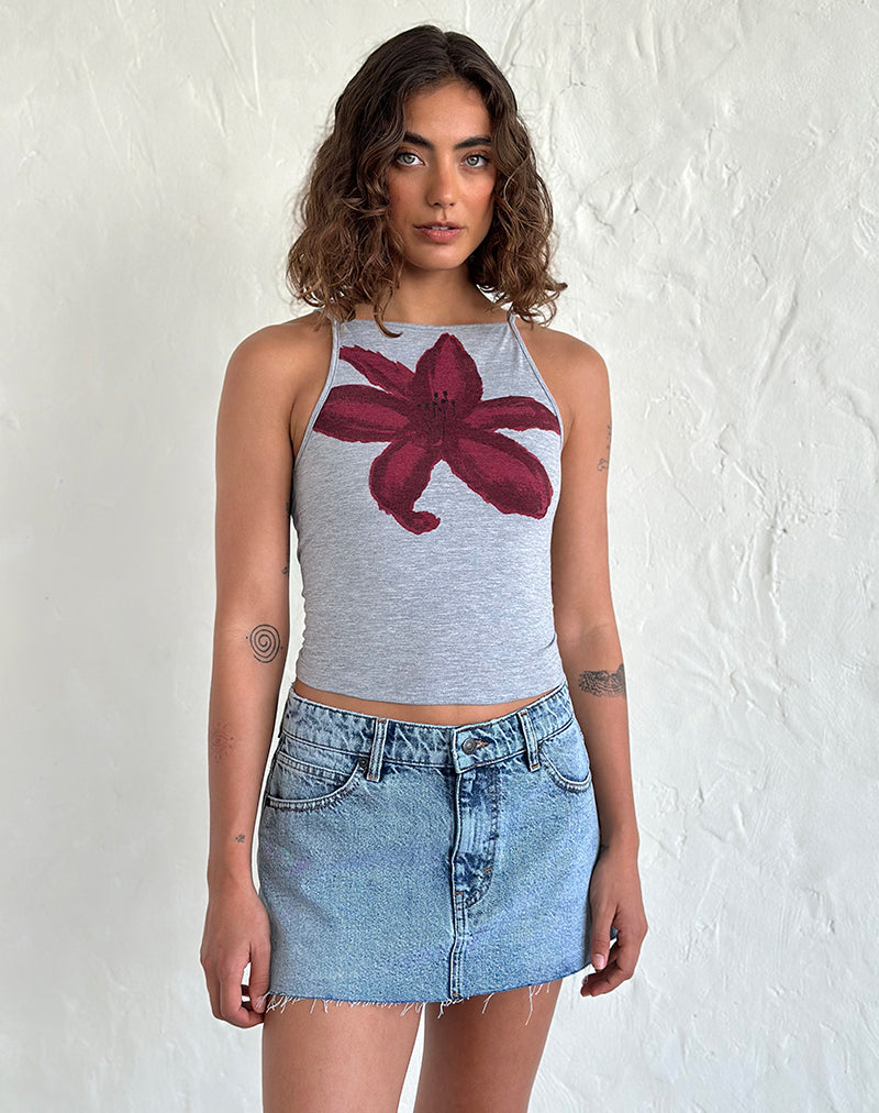 Light Wash Blue Faded Vintage Asymmetric Stitch Low-Rise Denim Mini Skirt main image 1