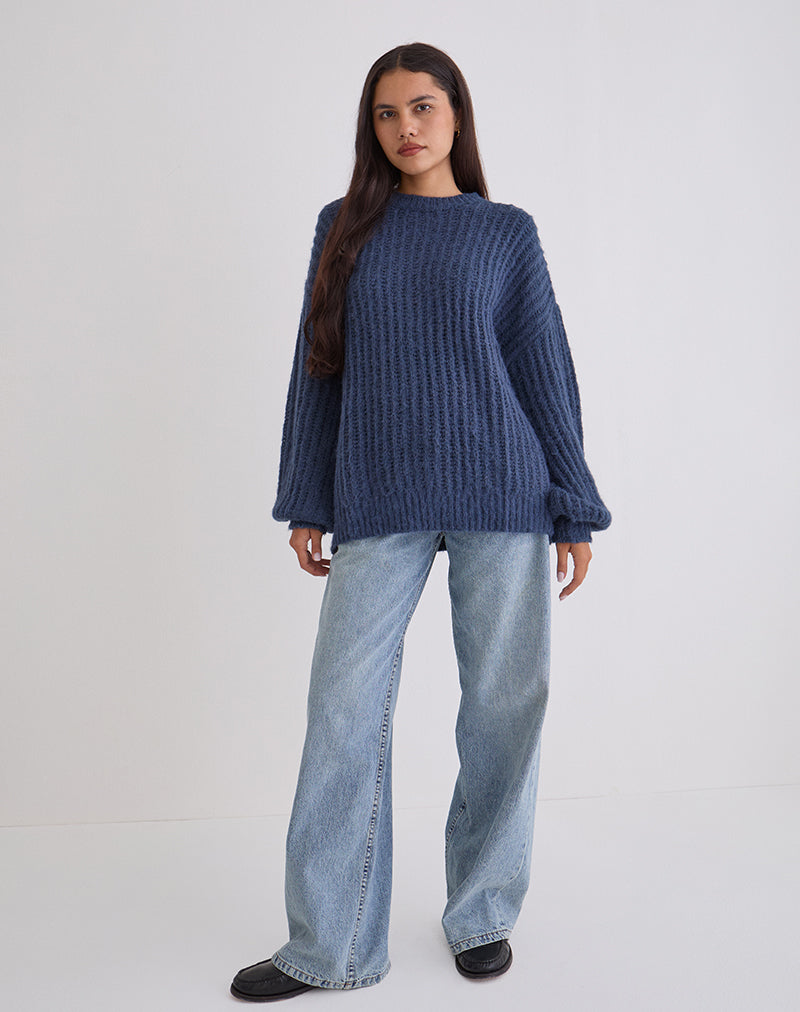 Navy Oversized Knitted Jumper Daren – motelrocks-com-us