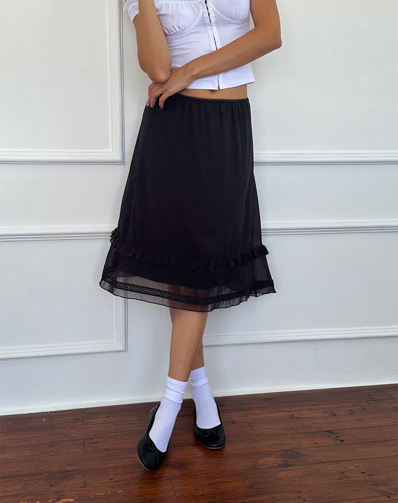 Lenuta Chiffon Midi Skirt in Black
