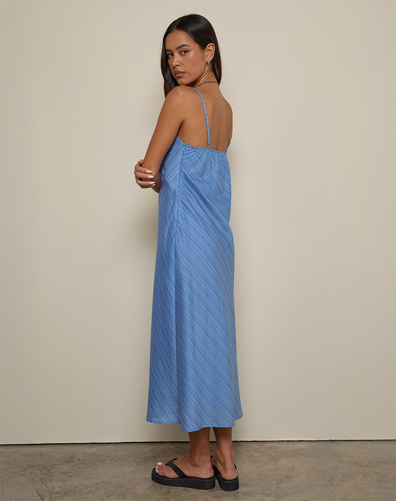 Image of Elayna Midi Dress in Chiffon Stripe Blue