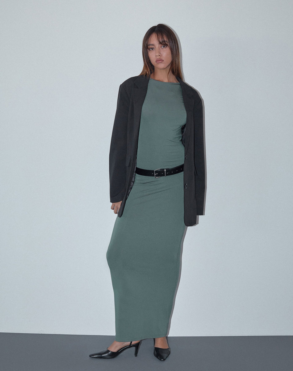 Olive Slinky Maxi Dress