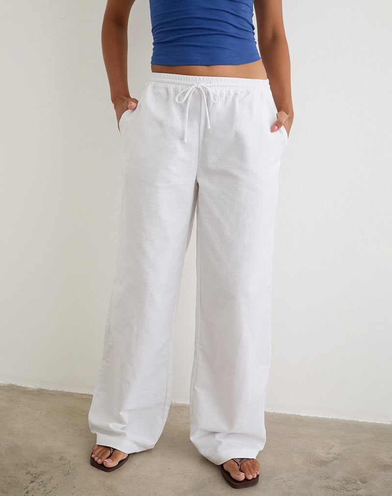 White Wide Leg Trouser | Wasic – motelrocks-com-us