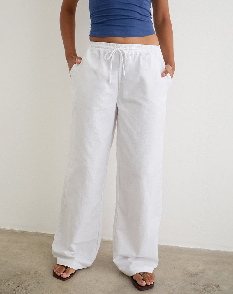 White Wide Leg Trouser | Wasic – motelrocks-com-us