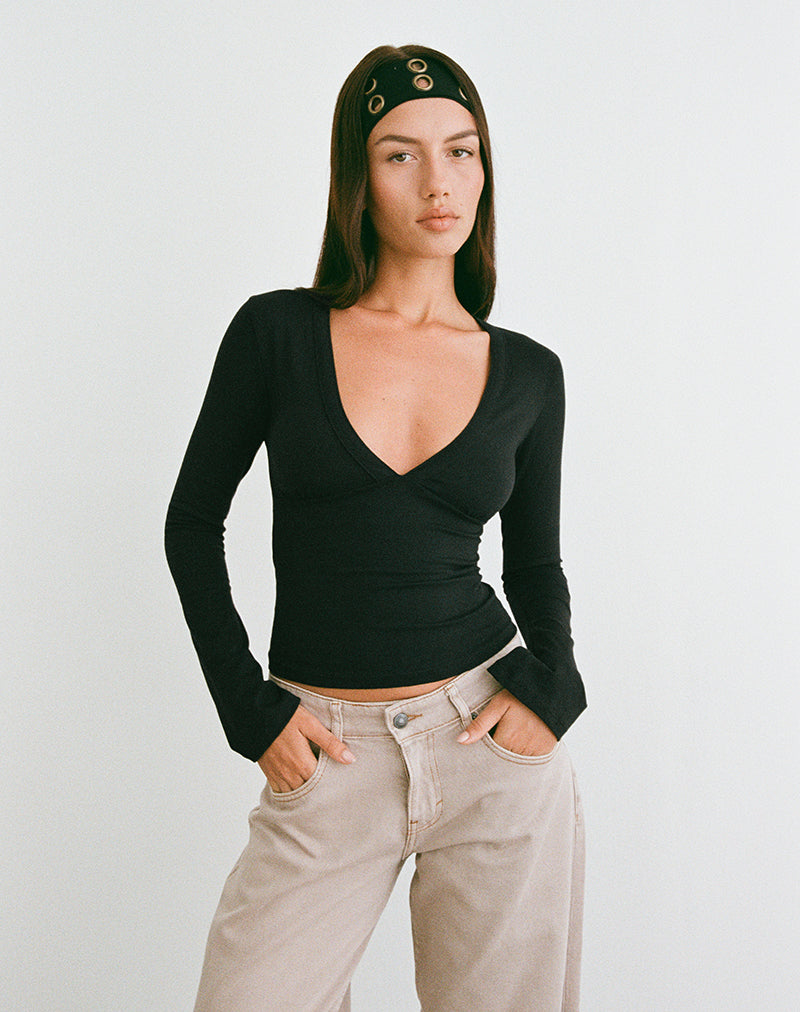 Emily Black Bubble Sleeve Top