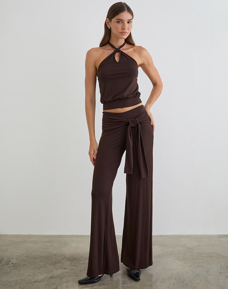 Brown Wrap Trouser | Esata – motelrocks-com-us