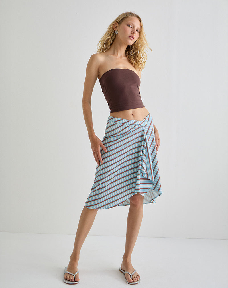 Esmeray Midi Skirt Diagonal Stripe Yellow