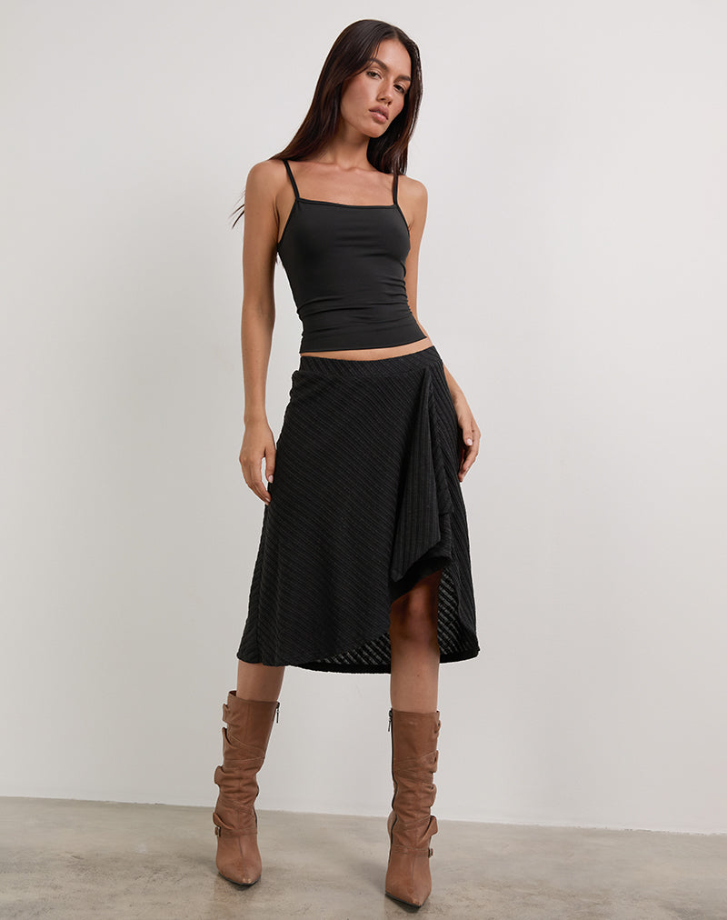 Black Semi Sheer Knit Midi Skirt Esmeray – motelrocks-com-us