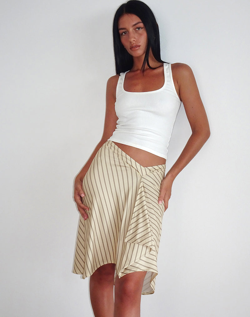 Yellow Diagonal Stripe Midi Skirt | Esmeray – motelrocks-com-us