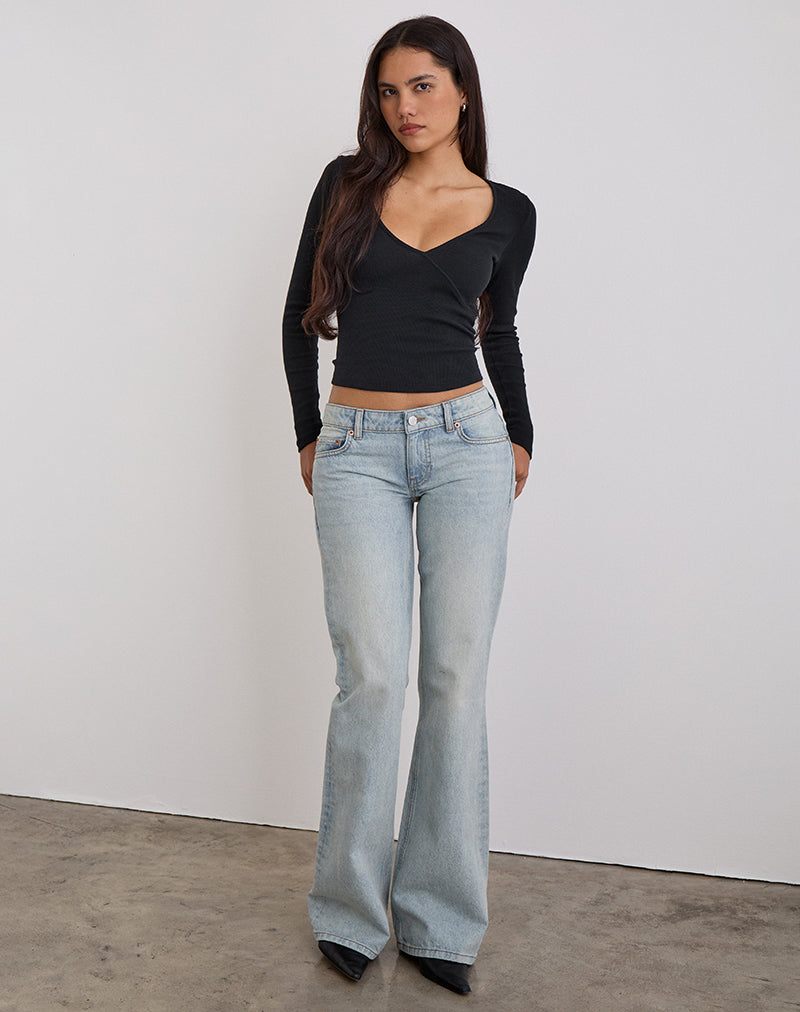Blue Breeze Wash Low Rise Jeans | Flare – motelrocks-com-us