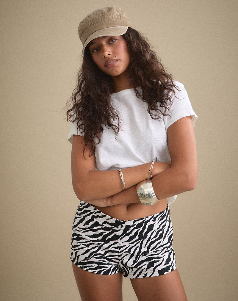 Black & White 90s Zebra Print Twill Micro Short | Falon