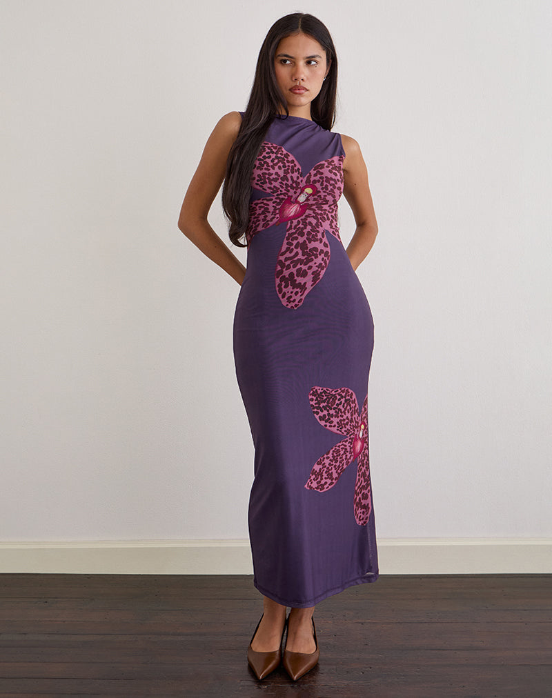 orchid maxi dress Fayola Maxi Dress in Vibrant Orchid Purple , Crew Neck