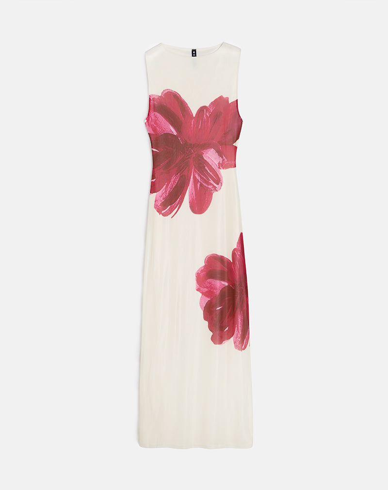 cream dress with red flowers Francesca Floral Print Dress - RED/CREAM