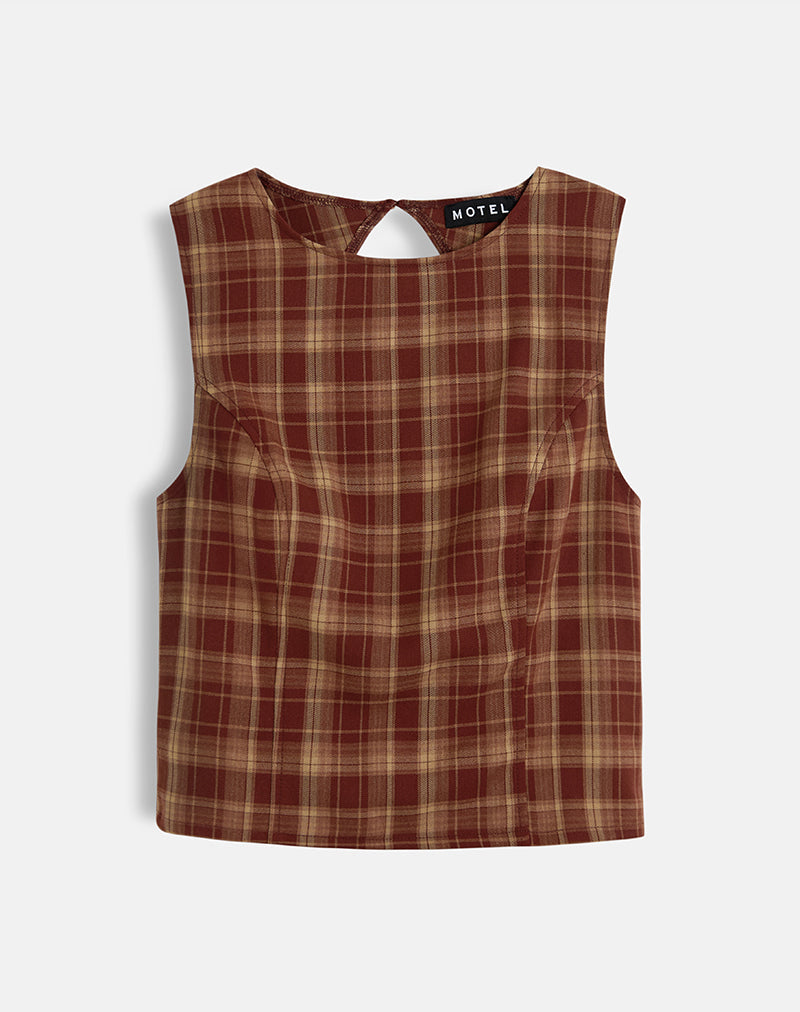 Felia Tie Back Top in Red Check