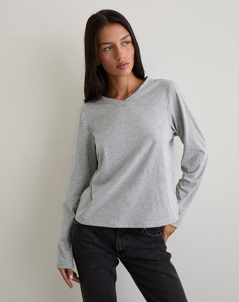 Grey Marl Jersey Top | Feman – motelrocks-com-us