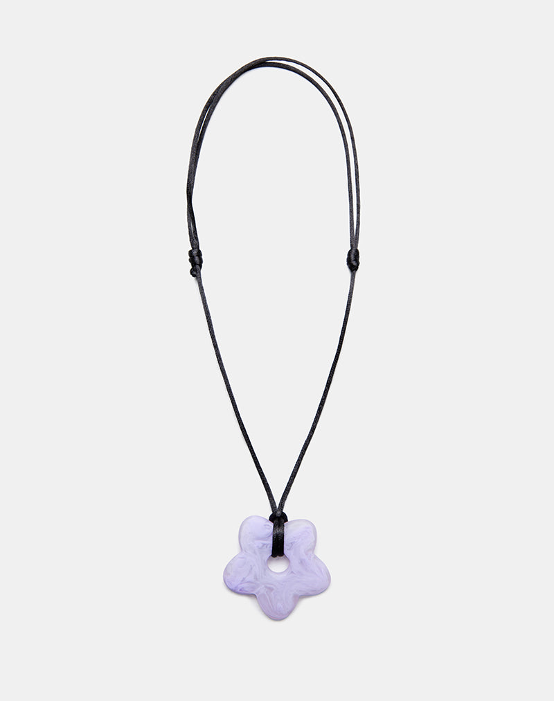 Flower Necklace in Resin Lilac