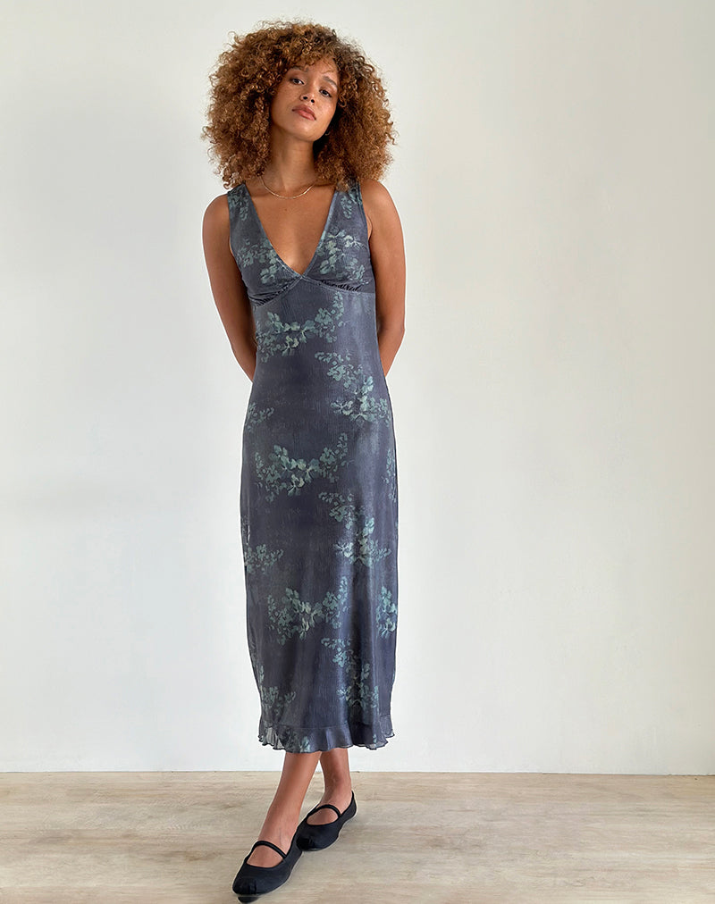 Faded Botanical Green Midi Dress | Gabriela – motelrocks-com-us