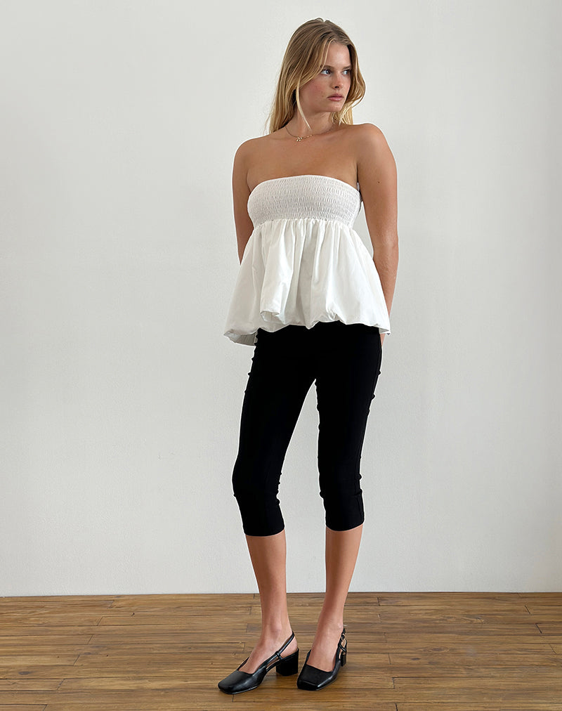 【美品】bow.a PUFF TOPS ホワイト Puff Sleeve Popover Top - Optic White White | NYDJ