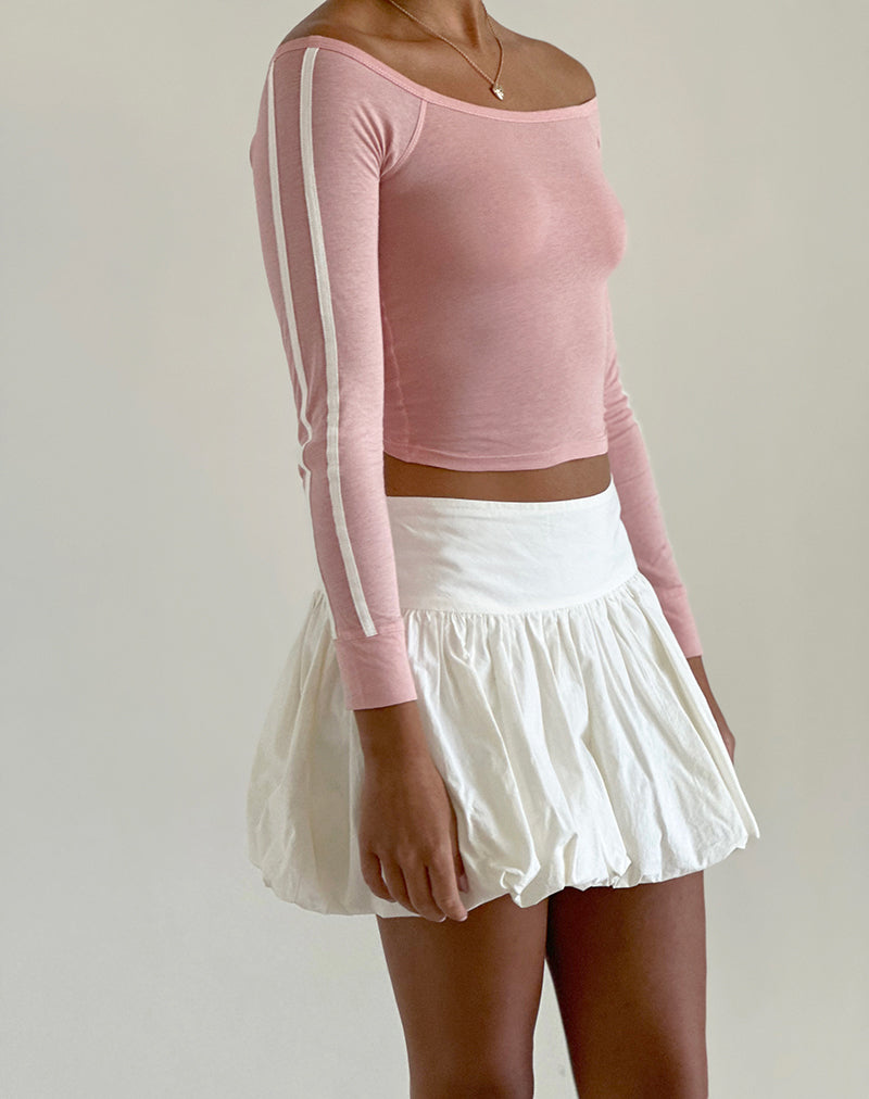 white bardot long sleeve crop top