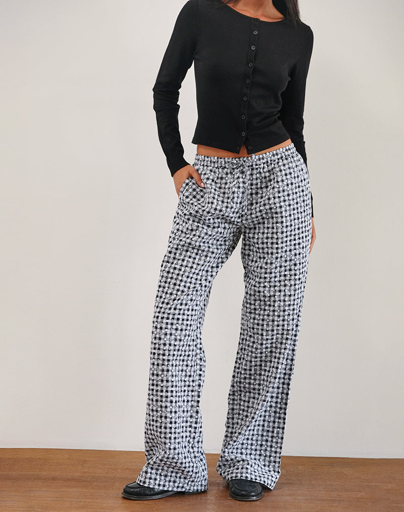Black Floral Gingham Trouser | Wasic – motelrocks-com-us