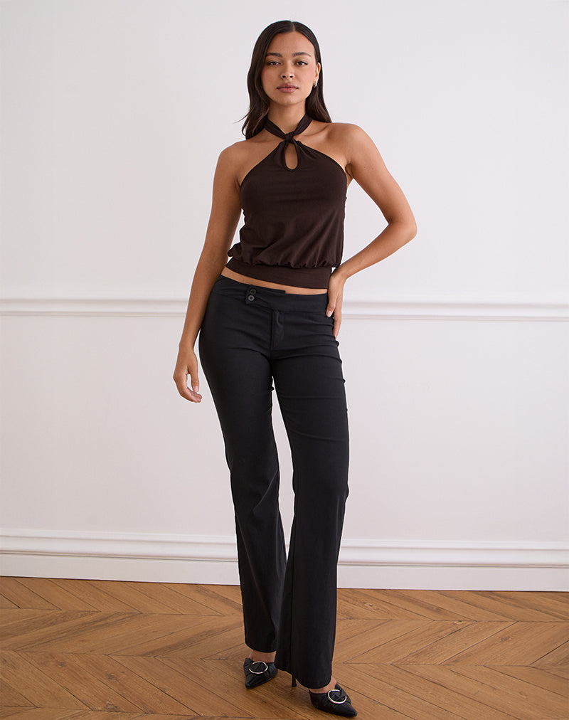 Bitter Chocolate Key Hole Halterneck Top | Giunea – motelrocks-com-us