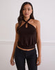 Image of Giunea Knot Halter Top in Bitter Chocolate