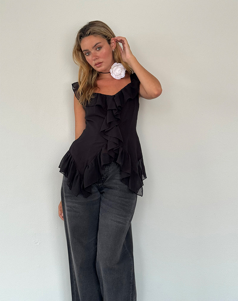 Black Ruffle Cami Top | Glaiza – motelrocks-com-us