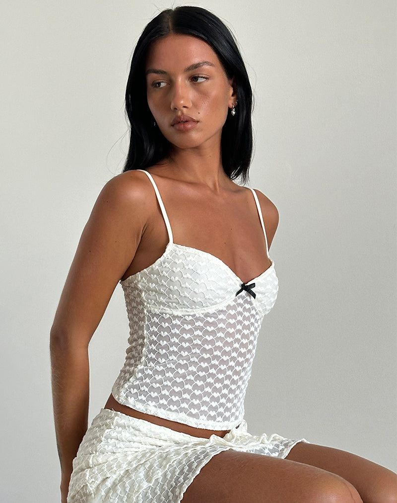 Grafika Cami Top in Ivory Heart Lace