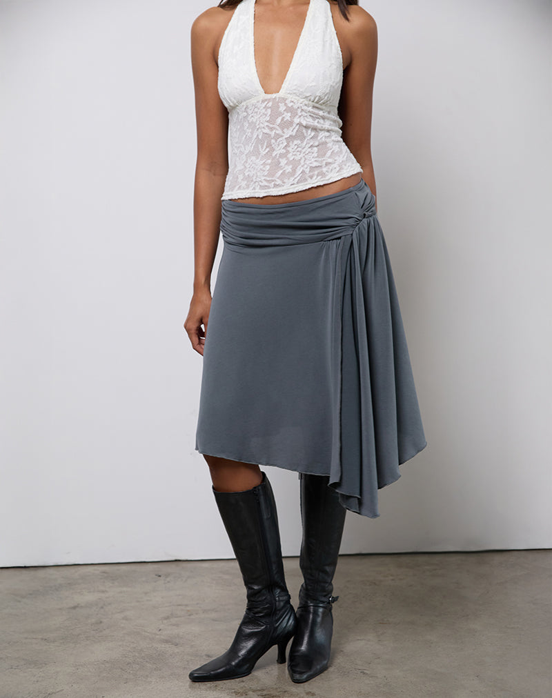 Grey Asymmetric Midi Skirt