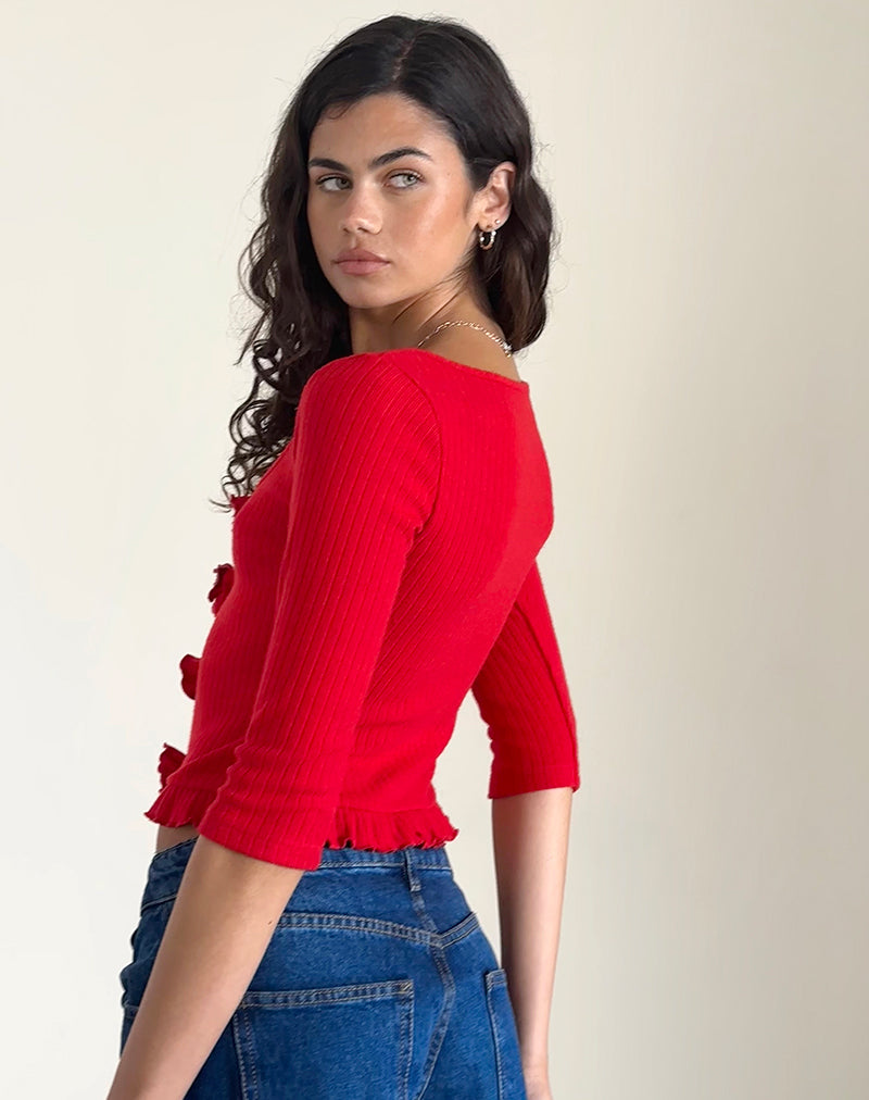 Red Rosette Front Top | Harpan – motelrocks-com-us