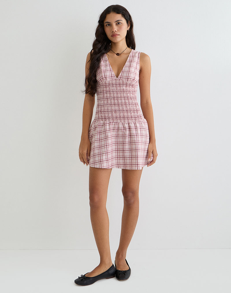 Mini Dress Pink And White Plaid Dress Baby Pink Tweed Plaid Bubble Hem Mini  Dress S